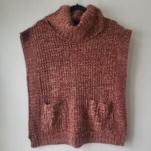 Molokai Maroon and Beige Oversized Vest Knit Sweater